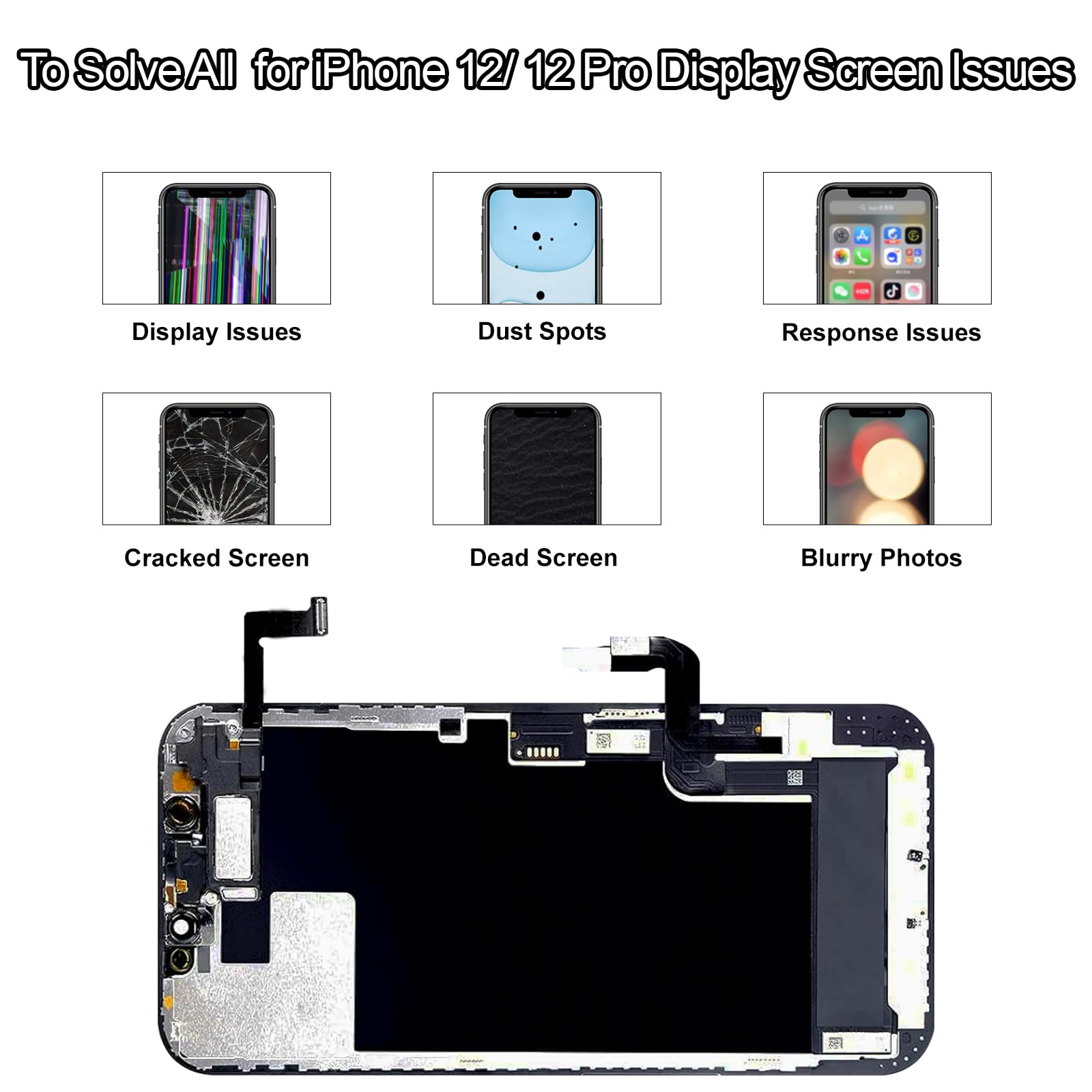 Amazon.com: for iPhone 12/12 Pro Screen Replacement with Earpiece